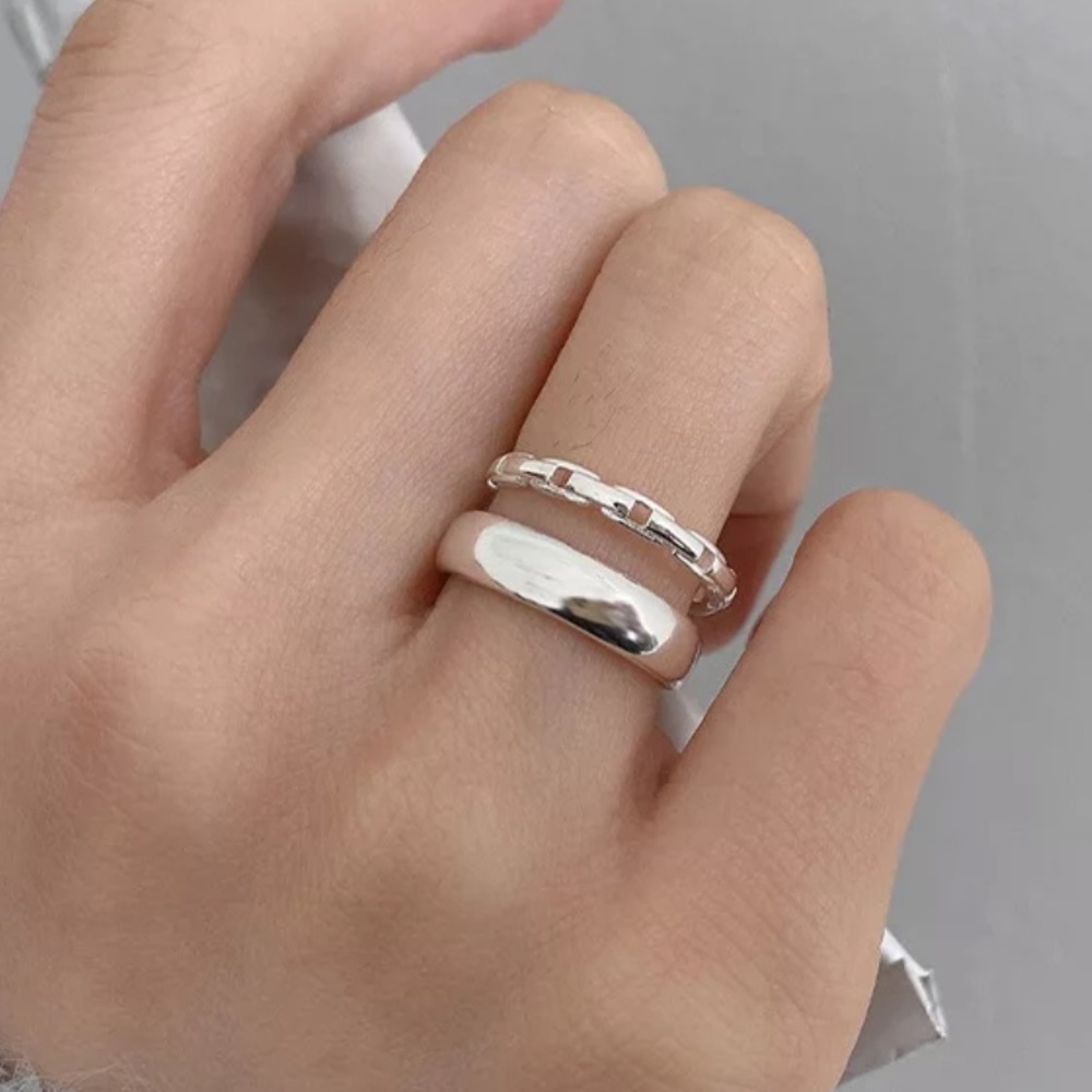 ⚡️Insta double ring layer sterling silver ring open ring - Picture 2 of 5